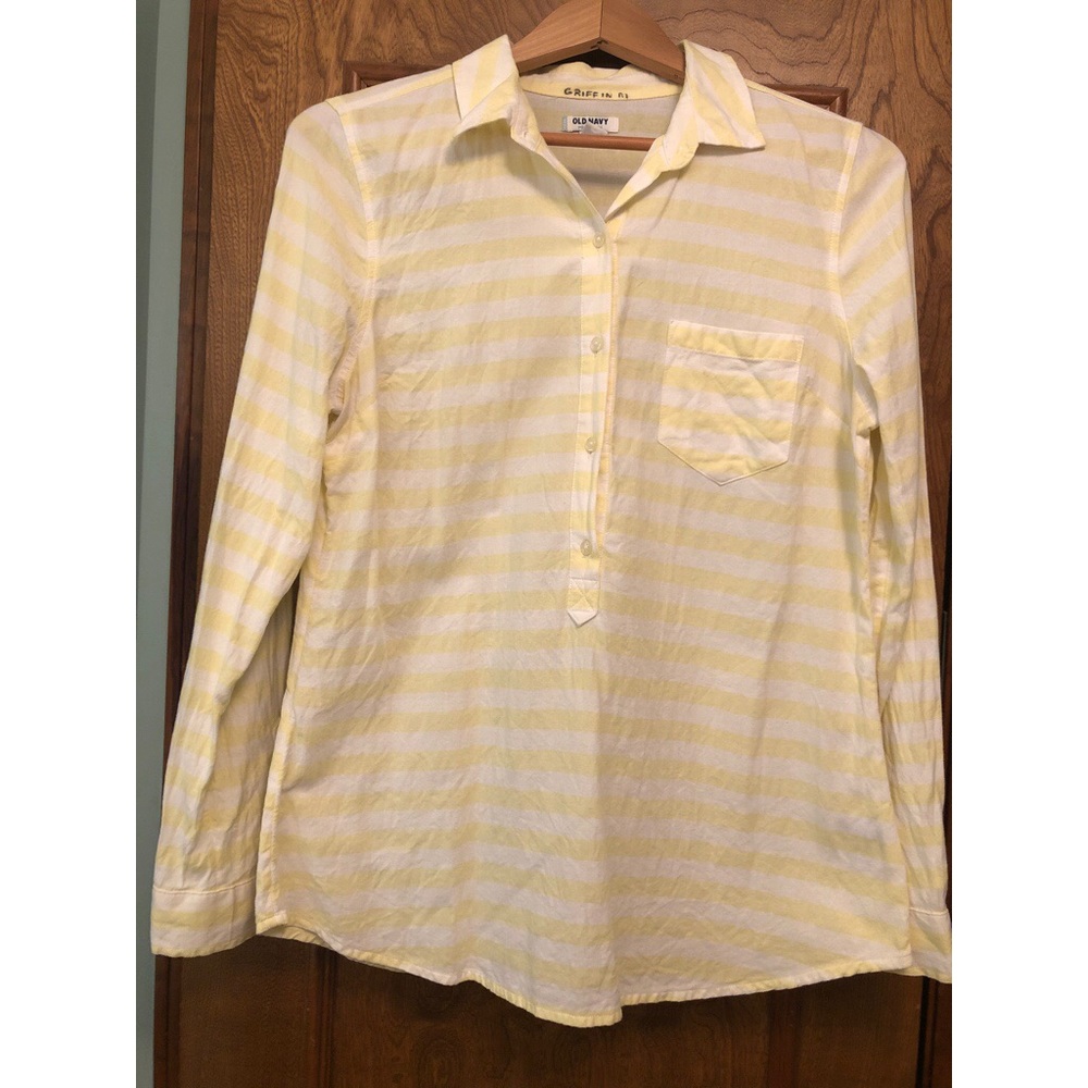 Old Navy White/Yellow Striped Henley